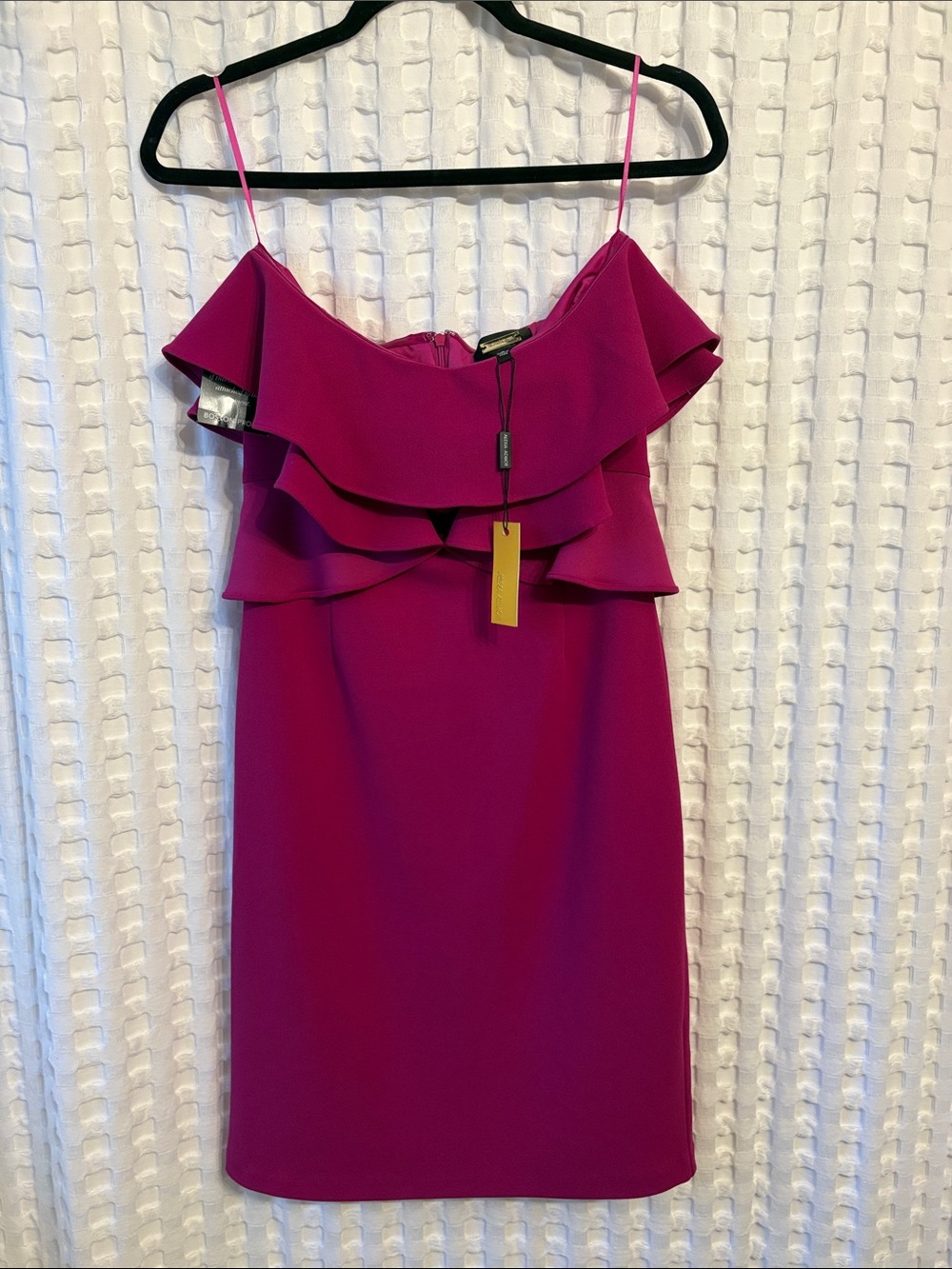 Alexia Admor Magenta Ruffle Off-Shoulder Mini Dress